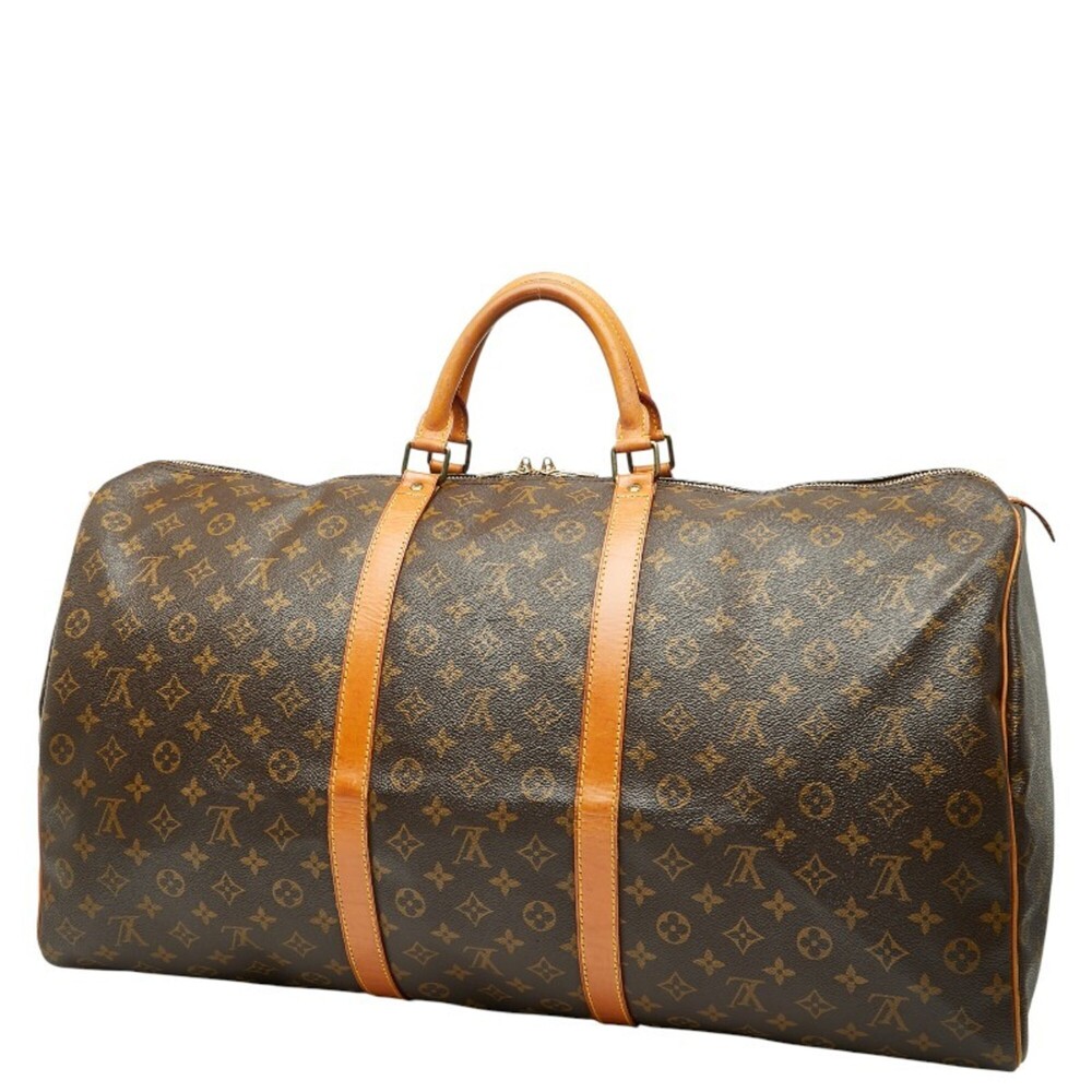 LOUIS VUITTON Authentic Brown Monogram Leather Keepall 60 Boston Bag - Picture 2 of 15